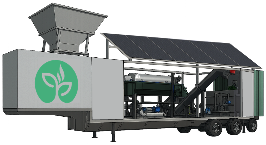 Decarb Energy's innovative Mobile Biosolids+ Box Rendering at a Dairy Farm